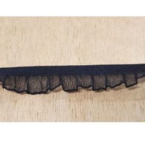 ruban fantaisie froncé sur voile élastique noir 15 mm