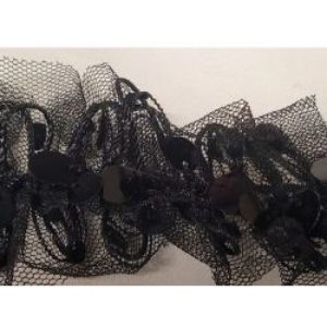 ruban froncé élastique paillette noir 40 mm