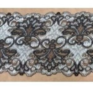 Dentelle de calais nero leavers grise et noire 16 cm