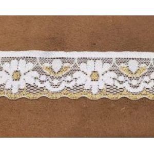 dentelle de calais blanc et or 3 cm