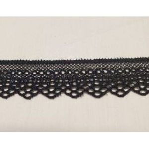 Dentelle de calais jacquard tronic noire 2.5 cm