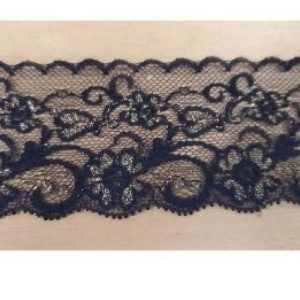 dentelle de calais noire lurex or 5 cm
