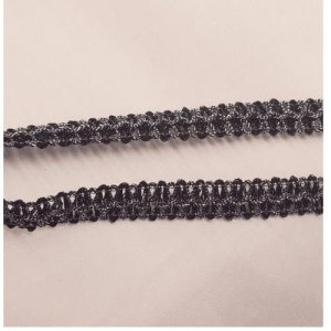 Ruban fantaisie torsadé noir 10 mm