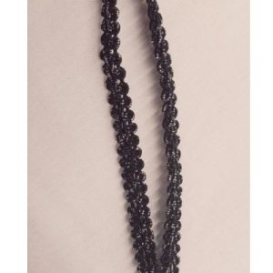 Ruban torsadé fantaisie noir et argent 6 mm