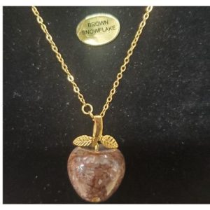 Collier avec chainette métal doré motif pomme en pierre naturelle brown snowflake