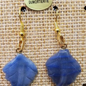 paire de boucle d'oreille pendentif dumorterite en pierre naturelle