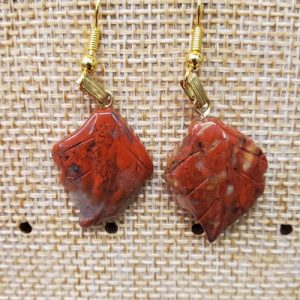 paire de boucle d'oreille pendentif breciated jasper en pierre naturelle