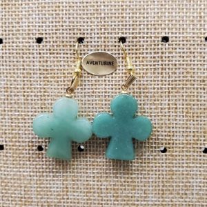 paire de boucle d'oreille en trèfle pendentif aventurine en pierre naturelle