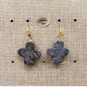 paire de boucle d'oreille en trèfle pendentif leopard skin en pierre naturelle