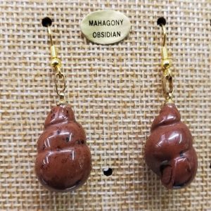 paire de boucle d'oreille en coquillage pendentif mahagony obsidian