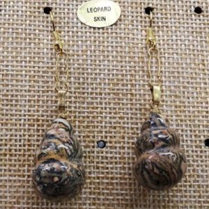 paire de boucle d'oreille en coquillage pendentif leopard skin en pierre naturelle