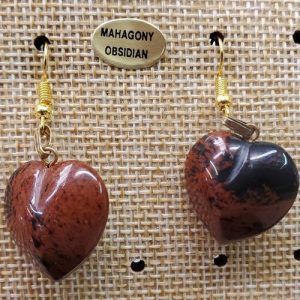 paire de boucle d'oreille en pendentif mahagony obsidian en pierre naturelle