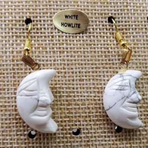 paire de boucle d'oreille pierre naturelle et pierre semi précieuse white howlite