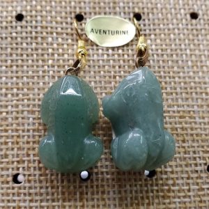 paire de boucle d'oreille pierre naturelle et pierre semi précieuse aventurine