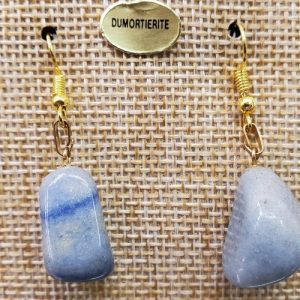 paire de boucle d'oreille en pierre semi précieuse en forme diverses dumorterite