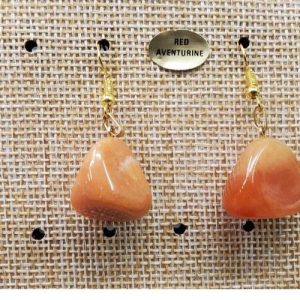 paire de boucle d'oreille en pierre semi précieuse en forme diverses red aventurine