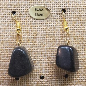 paire de boucle d'oreille en pierre semi précieuse en forme diverses black stone