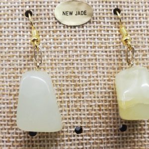 paire de boucle d'oreille en pierre semi précieuse en forme diverses new jade