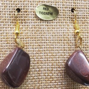 paire de boucle d'oreille en pierre semi précieuse en forme diverses red tigereye