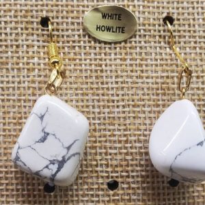 paire de boucle d'oreille en pierre semi précieuse en forme diverses white howlite
