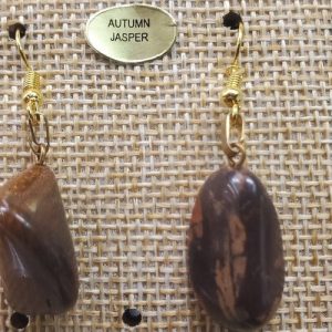 paire de boucle d'oreille en pierre semi précieuse en forme diverses autumn jasper