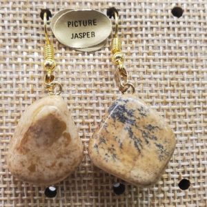 paire de boucle d'oreille en pierre semi précieuse en forme diverses picture jasper
