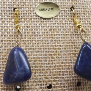 paire de boucle d'oreille en pierre semi précieuse en forme diverses sodalite