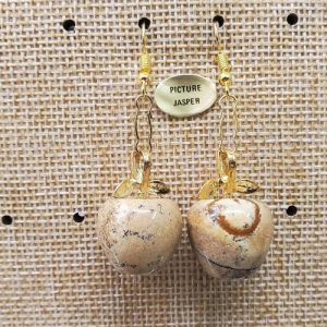 paire de boucle d'oreille motif pomme pendentif en pierre naturelle et pierre semi précieuse picture jasper