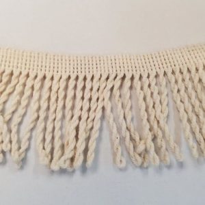 ruban frange beige coloris naturel 100% coton hauteur totale 6.5 cm