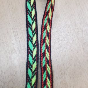 destockage RUBAN FANTAISIE réversible polyester et coton vert & jaune fluo 15 mm