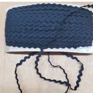 LOT DE 25 METRES RUBAN SERPENTINE COTON NOIR 10 mm