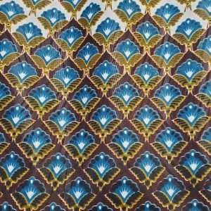 Tissu Wax Africain Motif Géométrique Bleu & Doré 120 cm