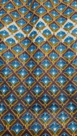 Tissu Wax Africain Motif Géométrique Bleu & Doré 120 cm