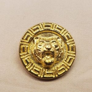 Bouton bijou en métal doré tête de tigre en relief 23 mm