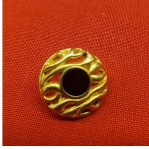 bouton/bijou métallique léger doré et noir 18 mm