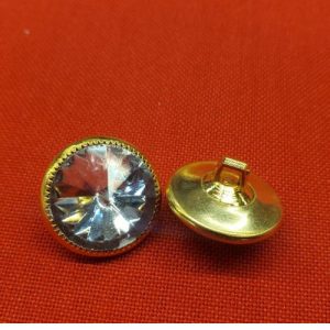 bouton/bijou strass métallique léger doré 16 mm