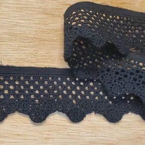 broderie anglaise coton noire 4 cm