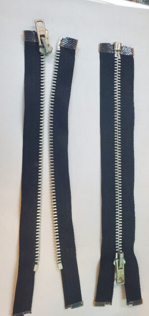 fermeture éclair separable noir maille argent métal 20 cm