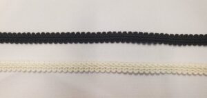 Ruban fantaisie tressé 100% coton – 8 mm (noir ou blanc) – Couleur au choix
