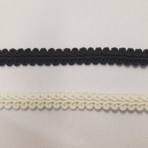Ruban Fantaisie Tressé 100% Coton – 8 mm (Noir ou Blanc)