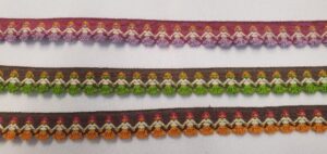 Ruban fantaisie – motifs géométriques – 15 mm (3 coloris) – Couleur au choix