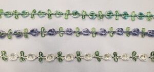 Ruban fantaisie à boucles – 10 mm – plusieurs coloris au choix – Couleur au choix