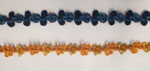 Ruban galon fantaisie à boucles "papillon" 15 mm – finition texturée – Couleur au choix