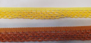 Ruban fantaisie crocheté – 25 mm – orange & jaune solaire – Couleur au choix
