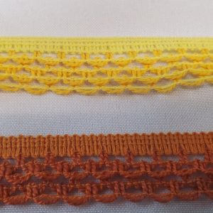 Ruban Fantaisie Crocheté – 25 mm – Orange & Jaune Solaire