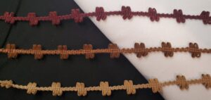 Galon fantaisie à boucles veloutées – 15 mm – trio automnal – Couleur au choix