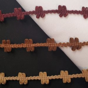 Galon Fantaisie à Boucles Veloutées – 15 mm – Trio Automnal