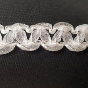 Ruban Organza Plissé – 20 mm – Blanc Neige