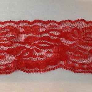 Dentelle de Calais Élastique – 50 mm – Rouge Passion (Made in France)