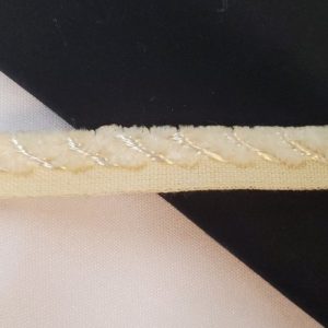 Ruban Passepoil Velours – 15 mm – Crème & Or